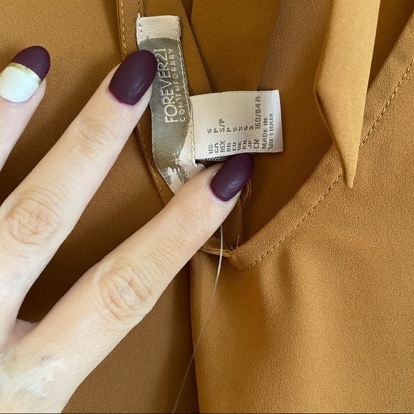 NWT Tie-Back Mustard Blouse - Picture 7 of 8